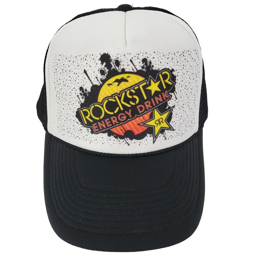 Rockstar‎ Energy Drink Hat Snapback Trucker Cap Mesh Back Black OSFM Streetwear